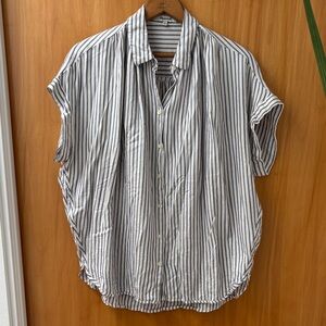Madewell Navy and White Striped Casual Shirt